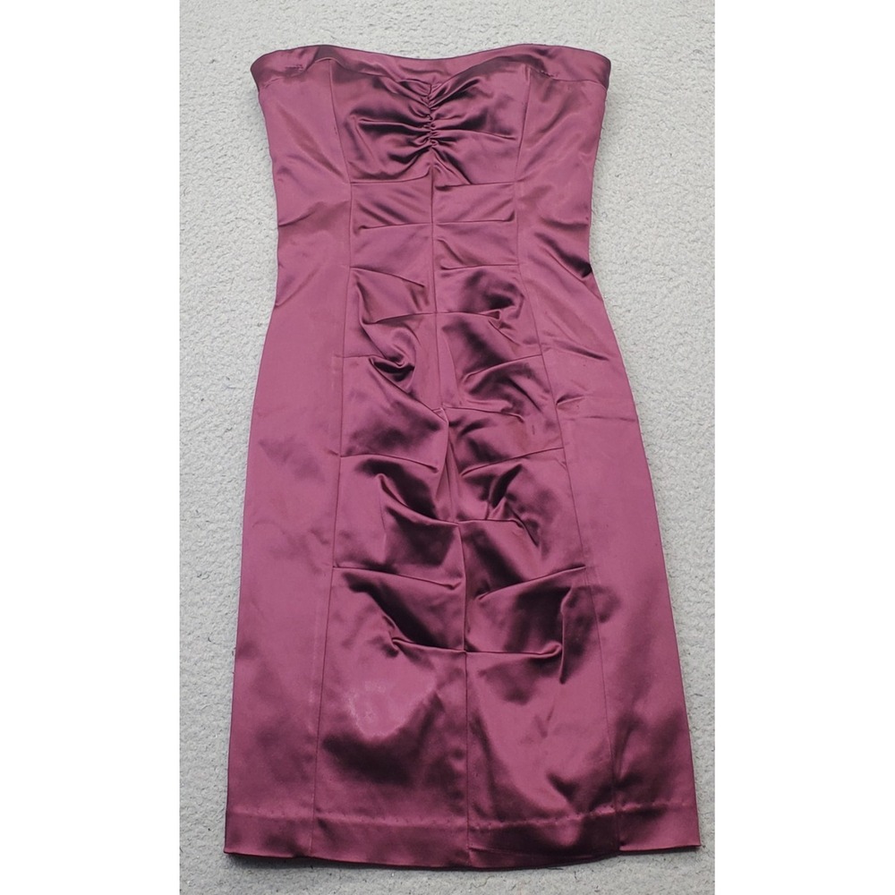 Nicole Miller Bodycon Dress Womens 2 Multi Stretch Ruched Strapless Back Zip EUC